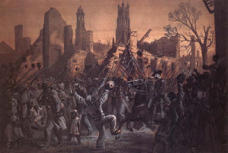 Thomas Nast Entrance of the 55th Massachusetts Regiment into Charleston Norge oil painting art